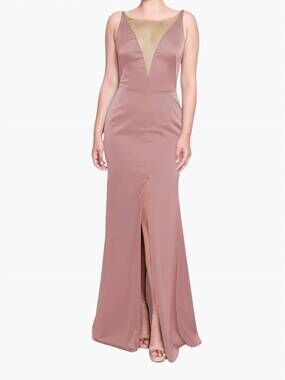 NEW MARCHESA NOTTE emilia charmeuse deep v gown in rose